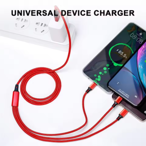 3-in-1 Nylon Charging Cable for All Devices