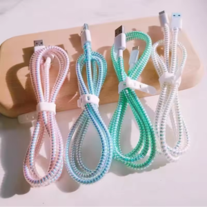 Spiral silicone cable protector for iPhone and Android
