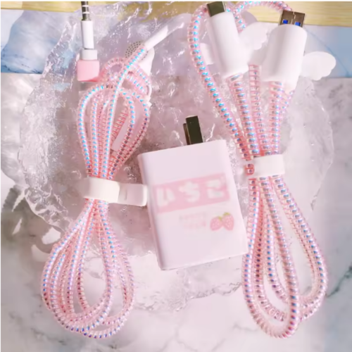 Spiral silicone cable protector for iPhone and Android