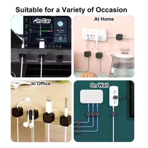 Magnetic cable organizer clip for desk Adjustable Cable Clip